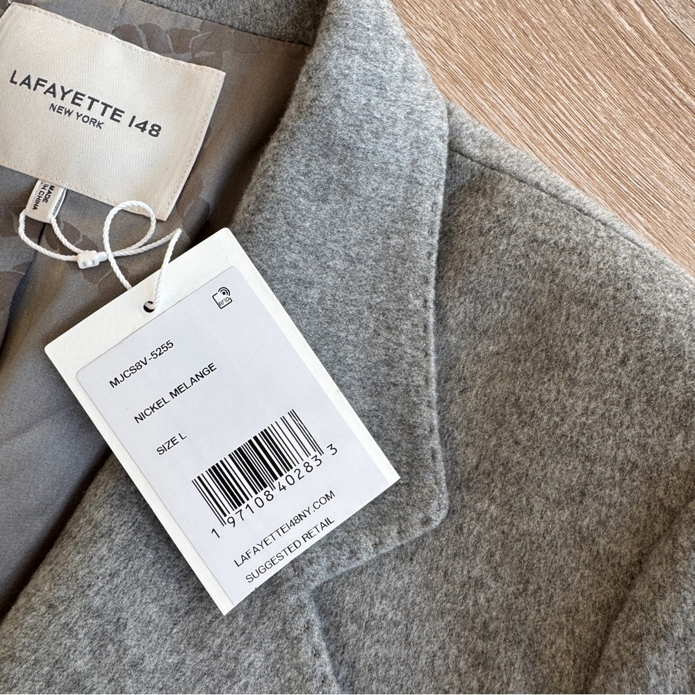 Lafayette 148 NWT 100% cashmere melange single button blazer L nickel - Picture 6 of 9